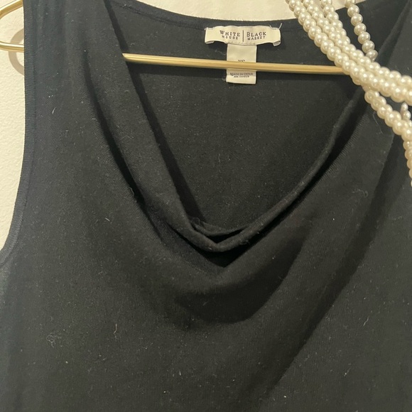 White House Black Market Sleeveless Hanging Neck Knitted Pearl Collar Blouse XS - Picture 4 of 10